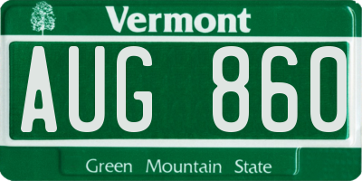 VT license plate AUG860
