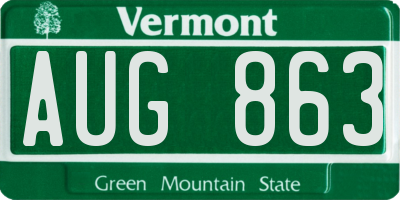 VT license plate AUG863