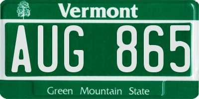 VT license plate AUG865