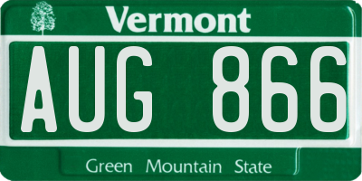 VT license plate AUG866