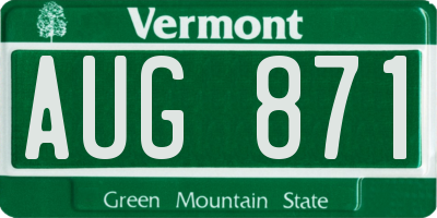 VT license plate AUG871