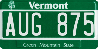 VT license plate AUG875