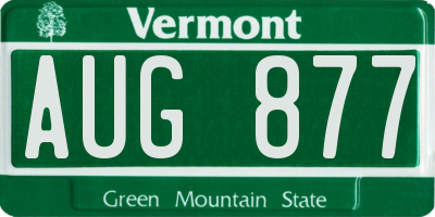 VT license plate AUG877