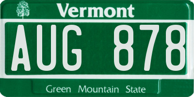 VT license plate AUG878