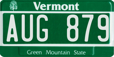 VT license plate AUG879