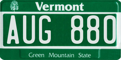 VT license plate AUG880