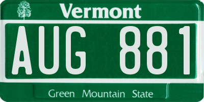 VT license plate AUG881