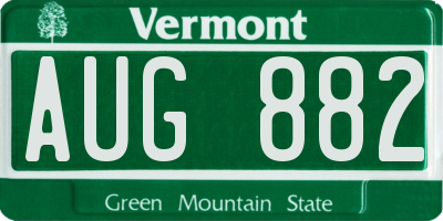 VT license plate AUG882