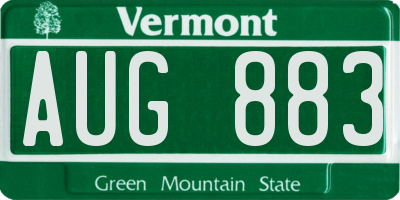 VT license plate AUG883
