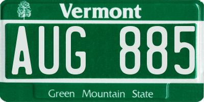 VT license plate AUG885