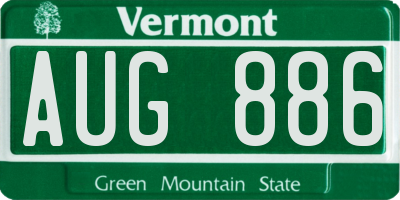 VT license plate AUG886