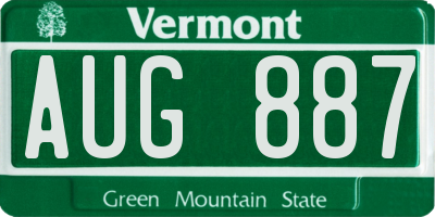 VT license plate AUG887