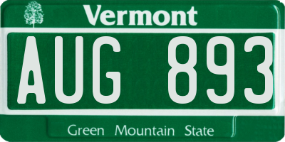 VT license plate AUG893