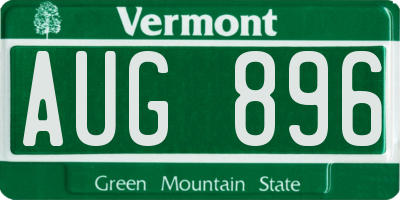 VT license plate AUG896