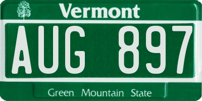VT license plate AUG897