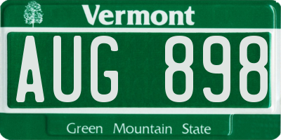 VT license plate AUG898