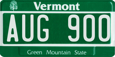 VT license plate AUG900