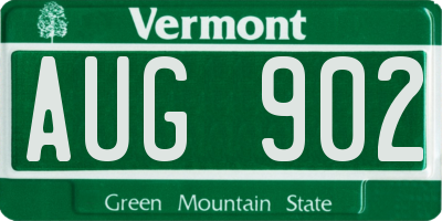 VT license plate AUG902