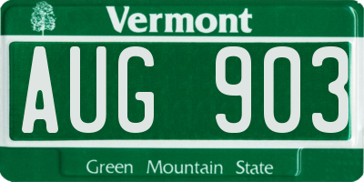 VT license plate AUG903