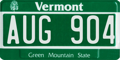 VT license plate AUG904