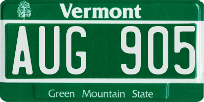 VT license plate AUG905