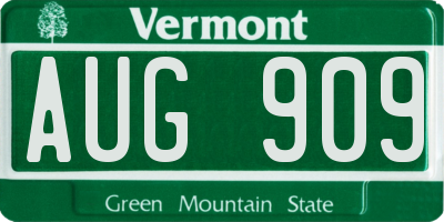 VT license plate AUG909
