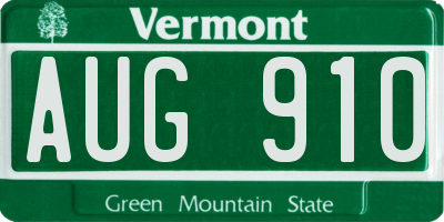 VT license plate AUG910