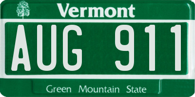 VT license plate AUG911