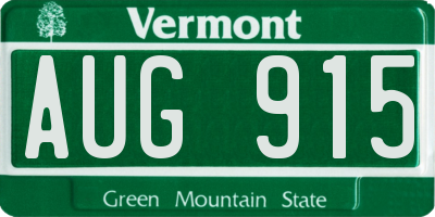 VT license plate AUG915