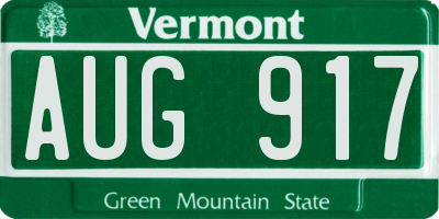 VT license plate AUG917