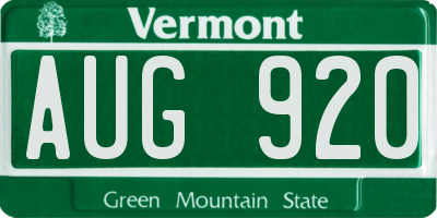 VT license plate AUG920