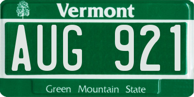 VT license plate AUG921