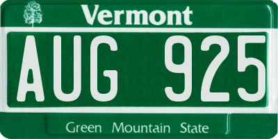 VT license plate AUG925