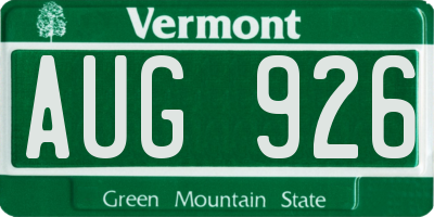VT license plate AUG926
