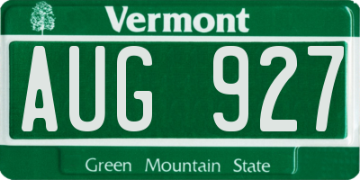 VT license plate AUG927