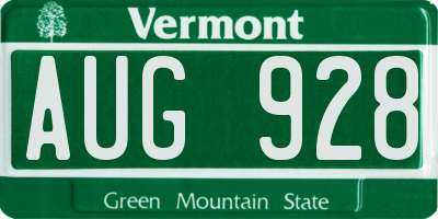 VT license plate AUG928