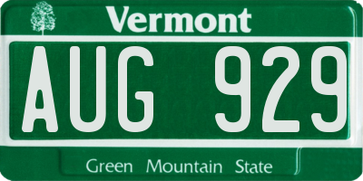 VT license plate AUG929