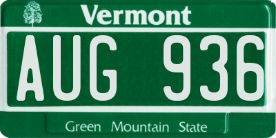 VT license plate AUG936