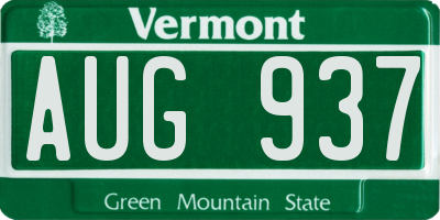 VT license plate AUG937