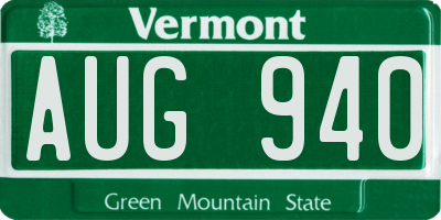 VT license plate AUG940