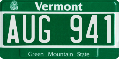 VT license plate AUG941