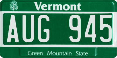 VT license plate AUG945