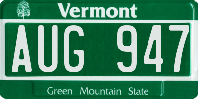 VT license plate AUG947