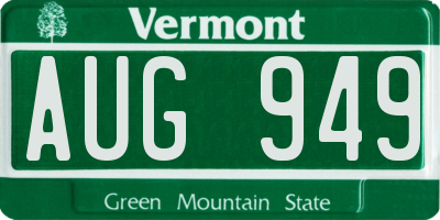 VT license plate AUG949
