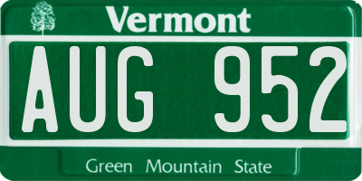 VT license plate AUG952