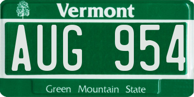 VT license plate AUG954