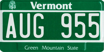 VT license plate AUG955