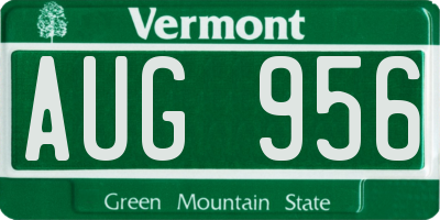 VT license plate AUG956