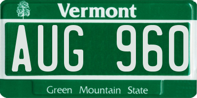 VT license plate AUG960