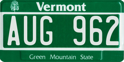 VT license plate AUG962